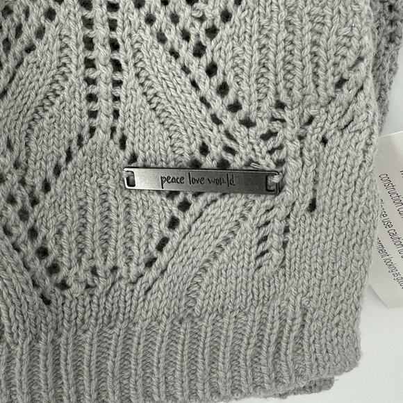 Peace Love World Boheme Open Stitch Novelty Sweater L Minimalist Loungewear Cozy - Picture 6 of 10